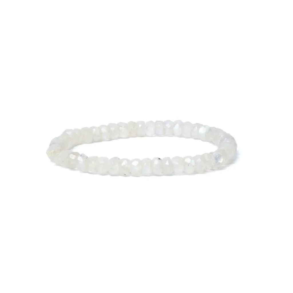 Bracelet pierre de lune arc-en-ciel à facette qualité AA élastique -- 0,6 cm