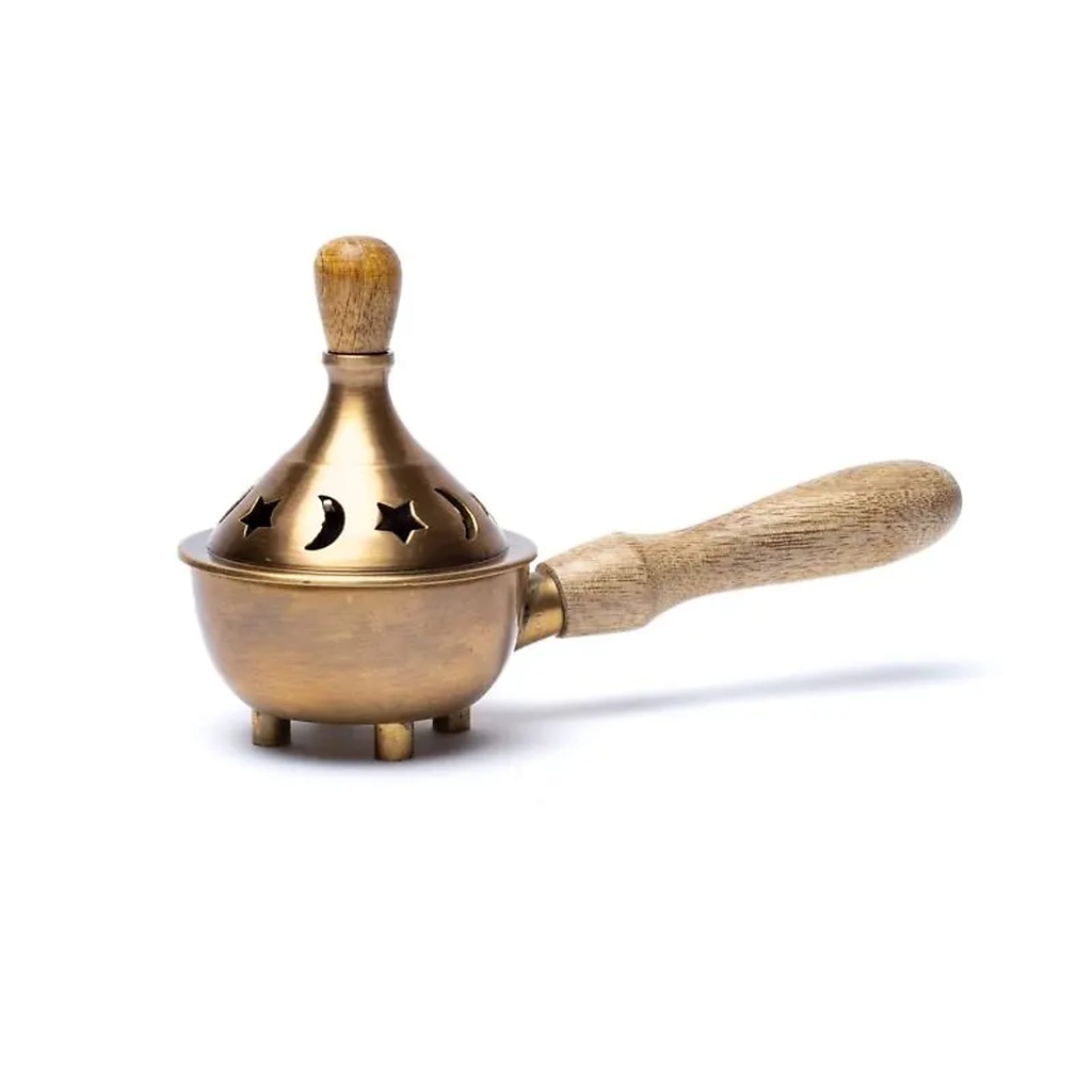 Brûle-encens en laiton avec poignée -- 17.5x8cm