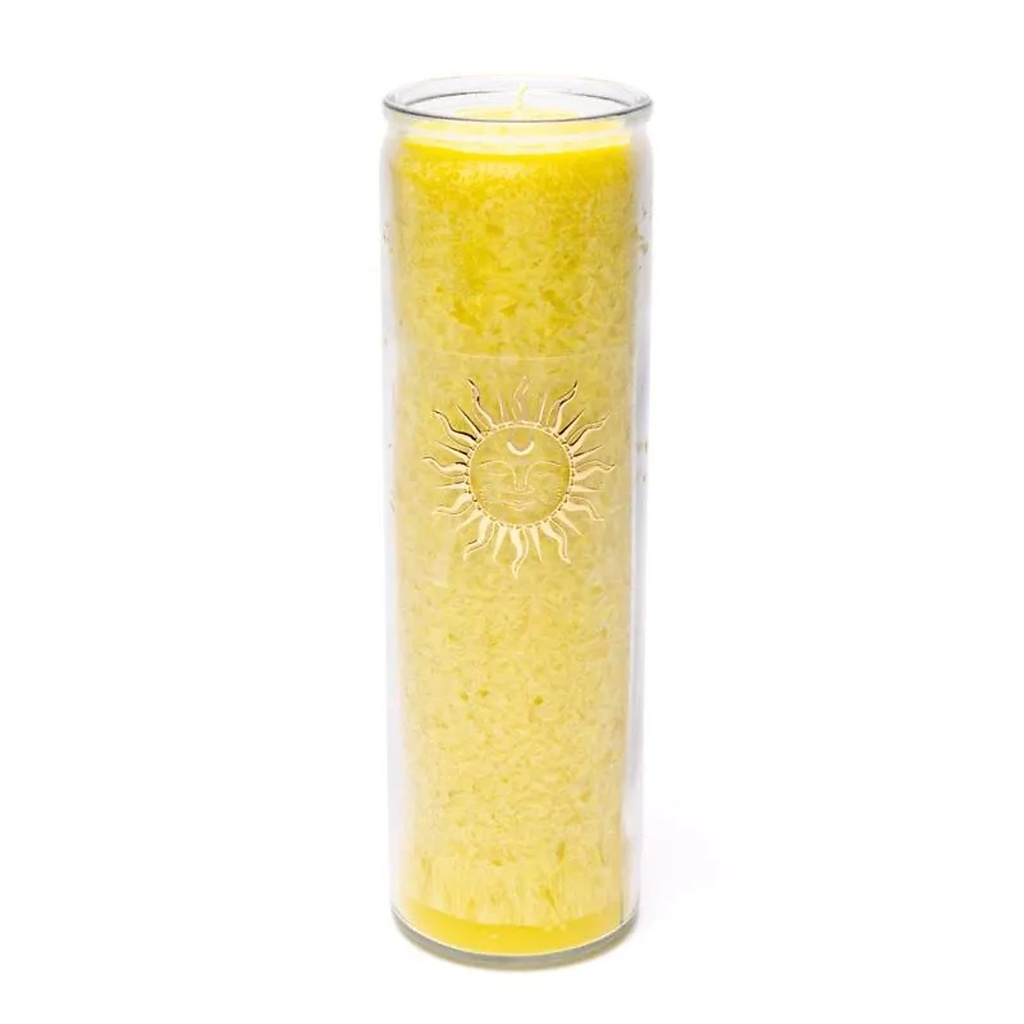 Bougie stéarine soleil jaune non parfumée -- 21x6.5 cm