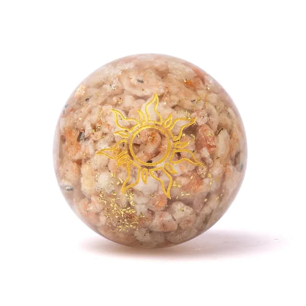 Orgonite sphère pierre de soleil avec soleil -- ±5,5cm	