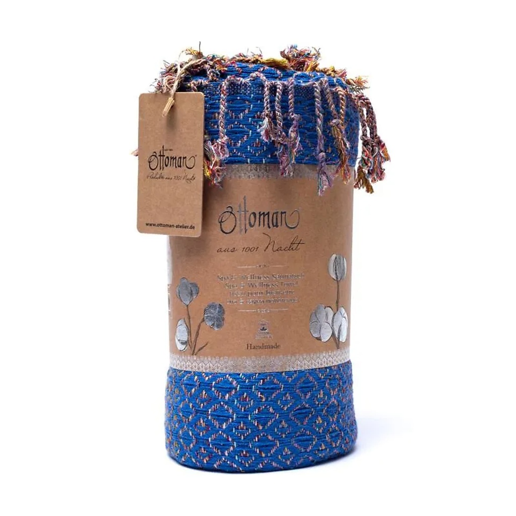 Ottoman Serviette de hammam Bleu foncé -- 190x90cm