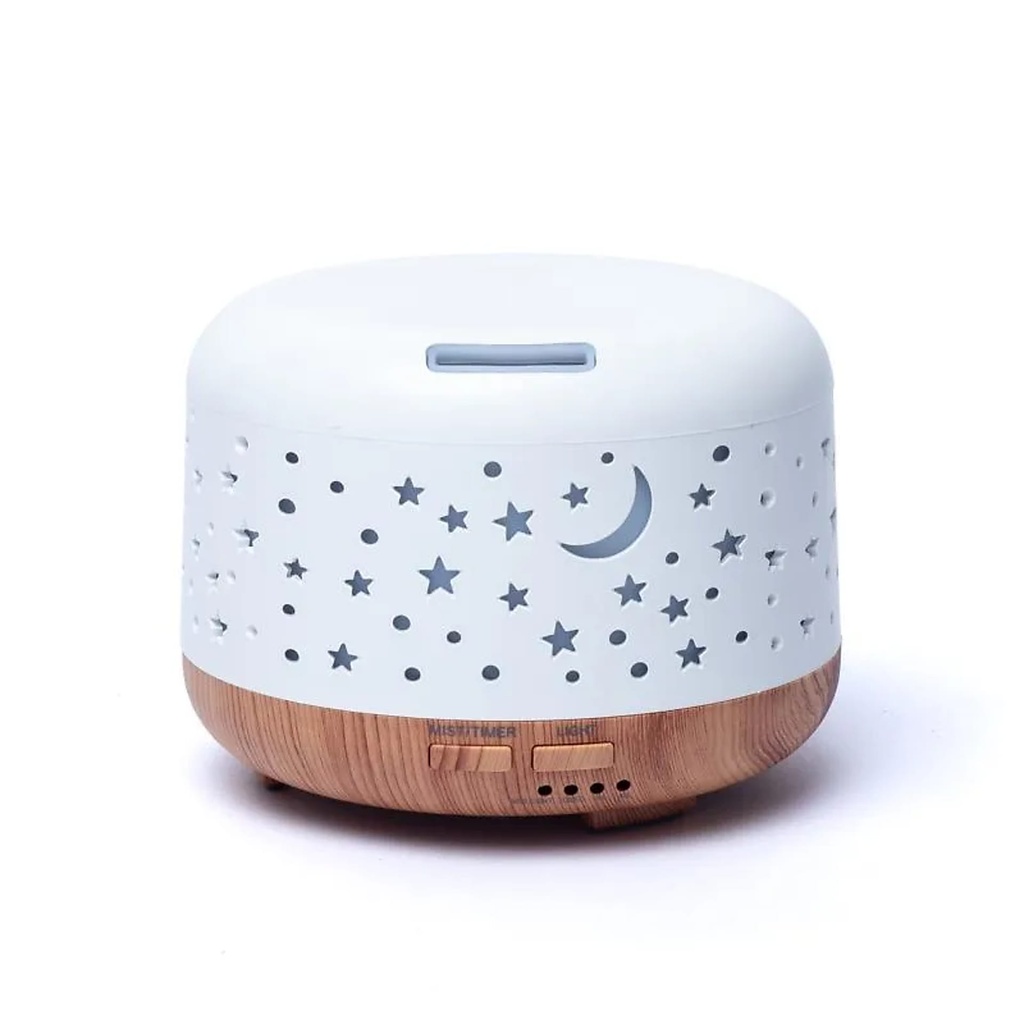 Diffuseur d'arômes Nebula rond blanc / imprimé bois -- 300ml