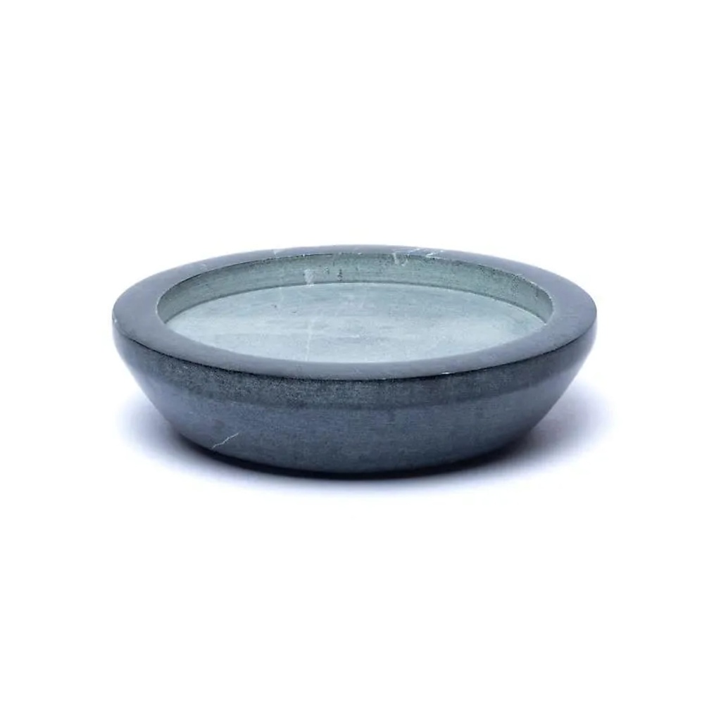 Plateau/socle à bougie - rond en stéatite grise -- 9,5cm