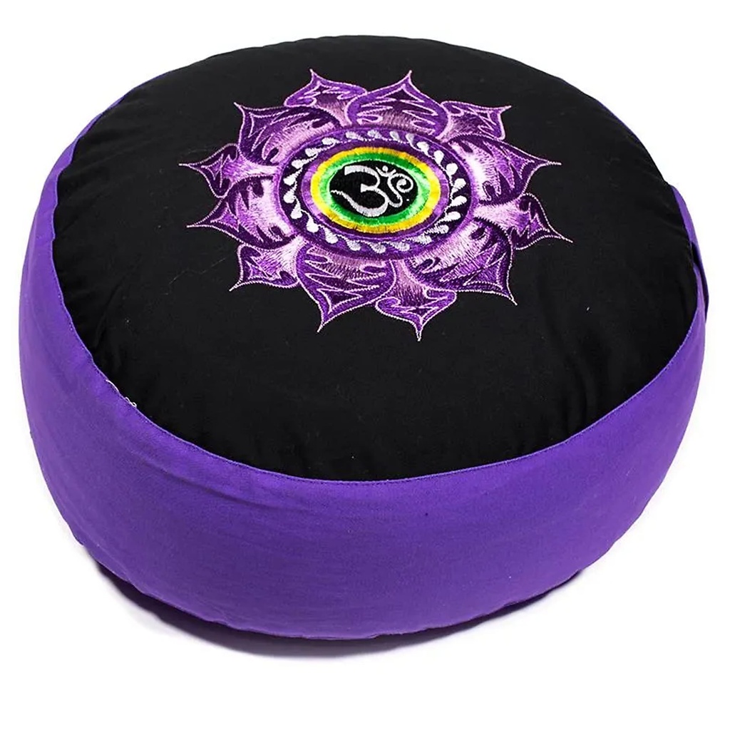 Coussin méditation  lotus et  OM violet/noir | 33x17 cm