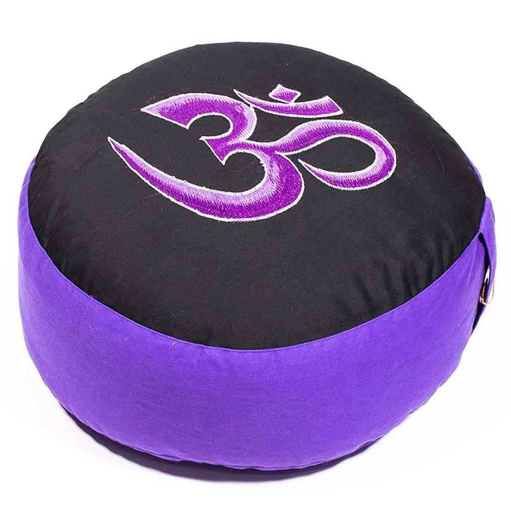 [8718969173902] Coussin méditation OHM violet/noir | 33x17 cm