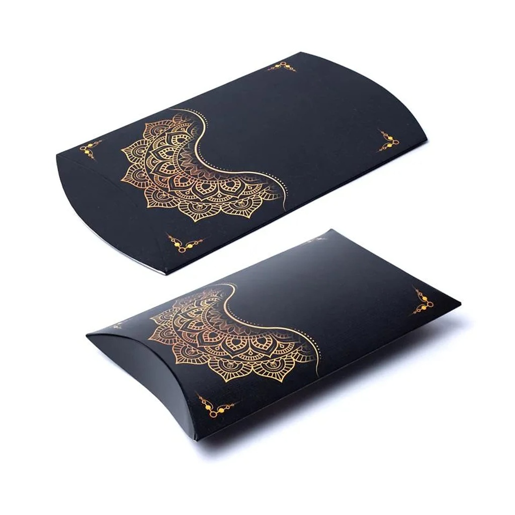 Boîtes à oreillers M fleur mandala noir or  -- 20x16.5cm