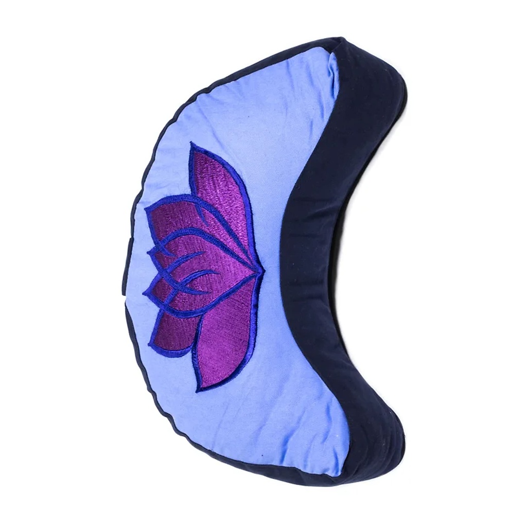[8718969173933] Coussin méditation 1/2 lune lotus Violet/bleu | ±1008 g; 33x13 cm