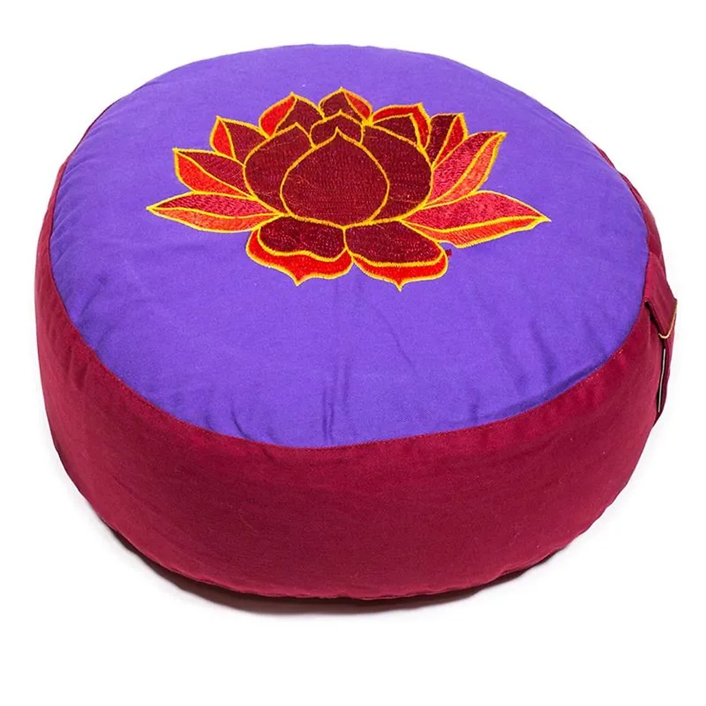 [8718969173957] Coussin méditation Lotus violet et rouge | 33x17 cm