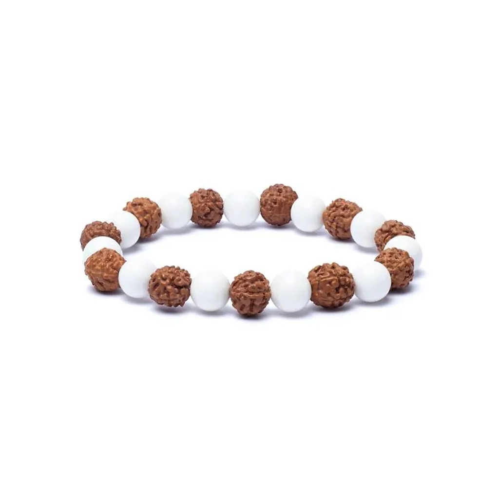 Bracelet rudraksha / coquillage -- 0,8 cm