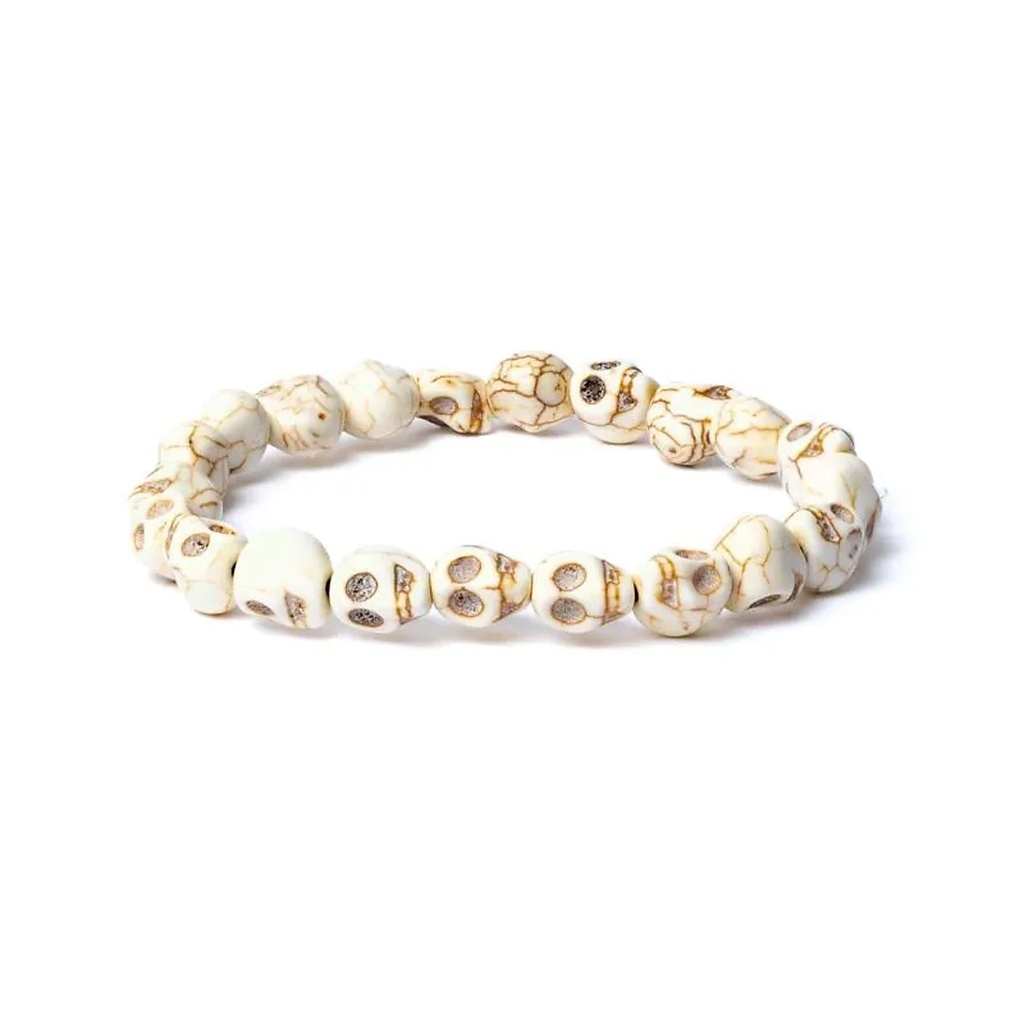 Bracelet en os 21 perles en forme de crânes -- ±1cm
