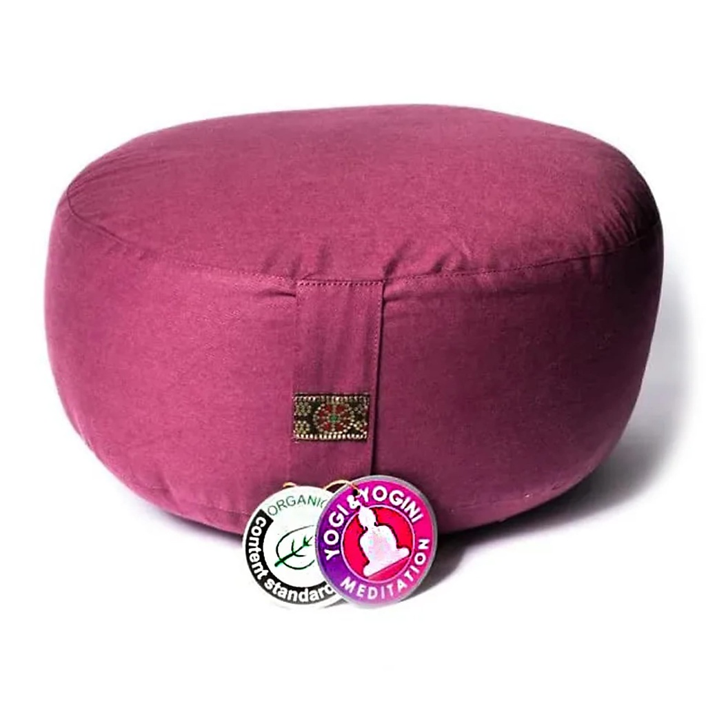Coussin de méditation aubergine clair coton BIO (OCS) | 33x17 cm; ±2300 g