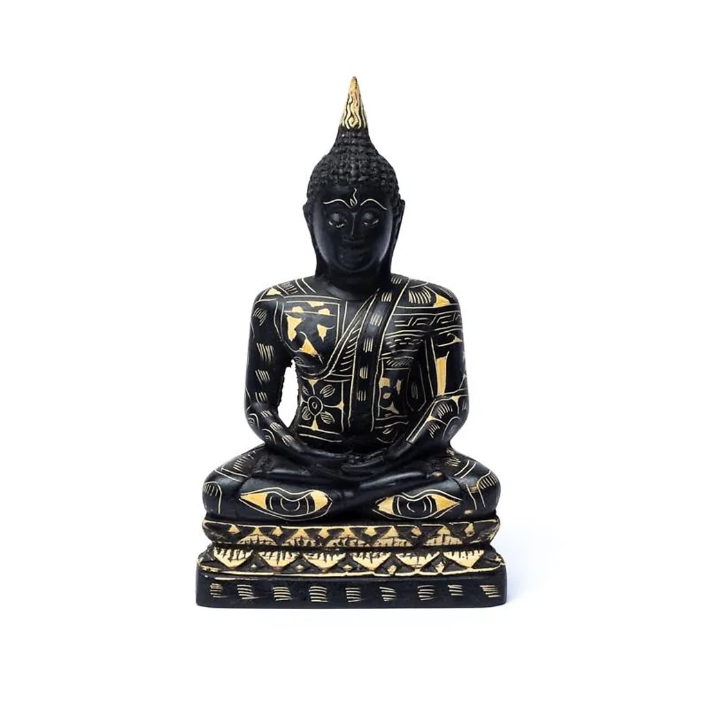 Bouddha noir en méditation -- 17cm