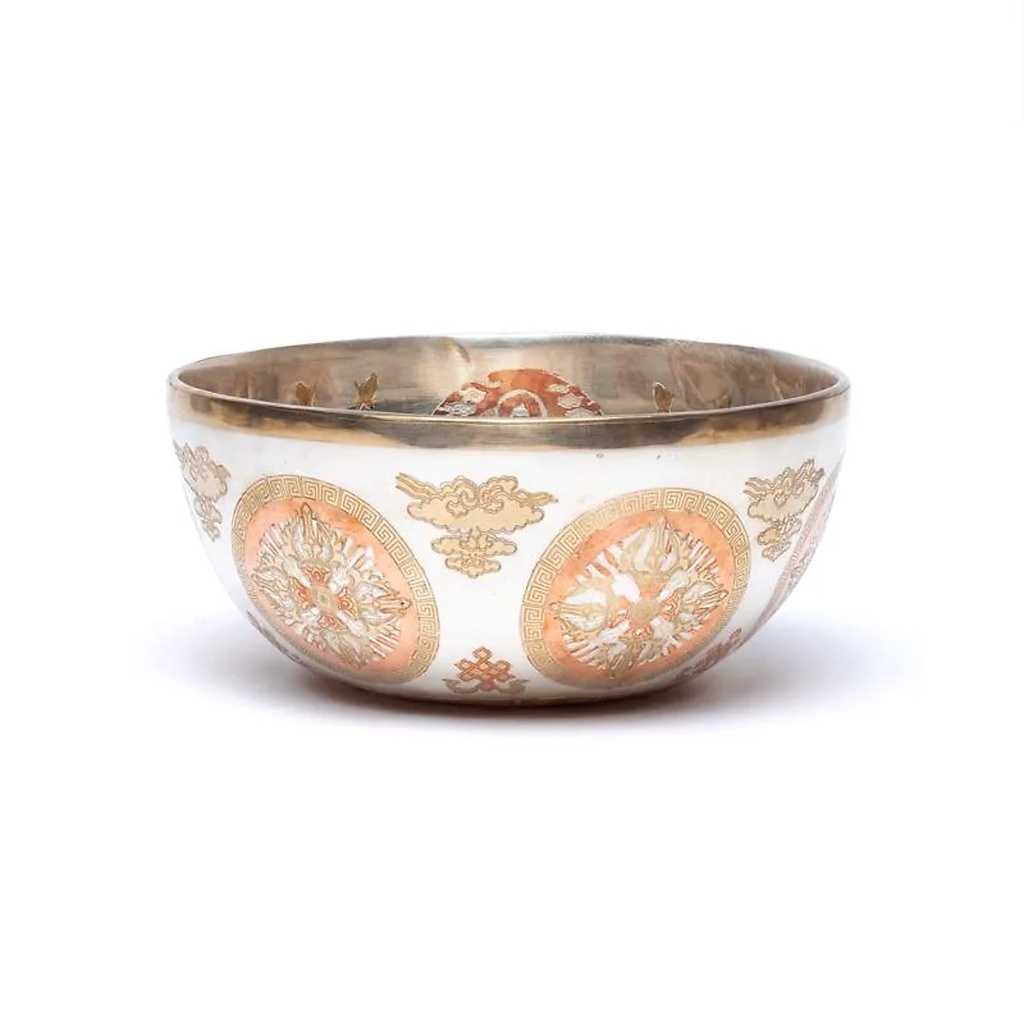 Bol chantant plaqué argent Bouddha Shakyamuni -- ±20 cm ; ±1100-1200g