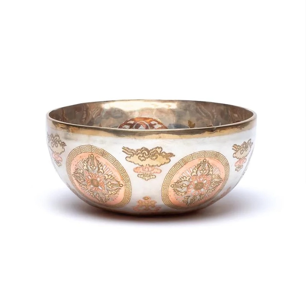 Bol chantant plaqué argent Bouddha Shakyamuni -- ±21 cm ; ±1100-1200g