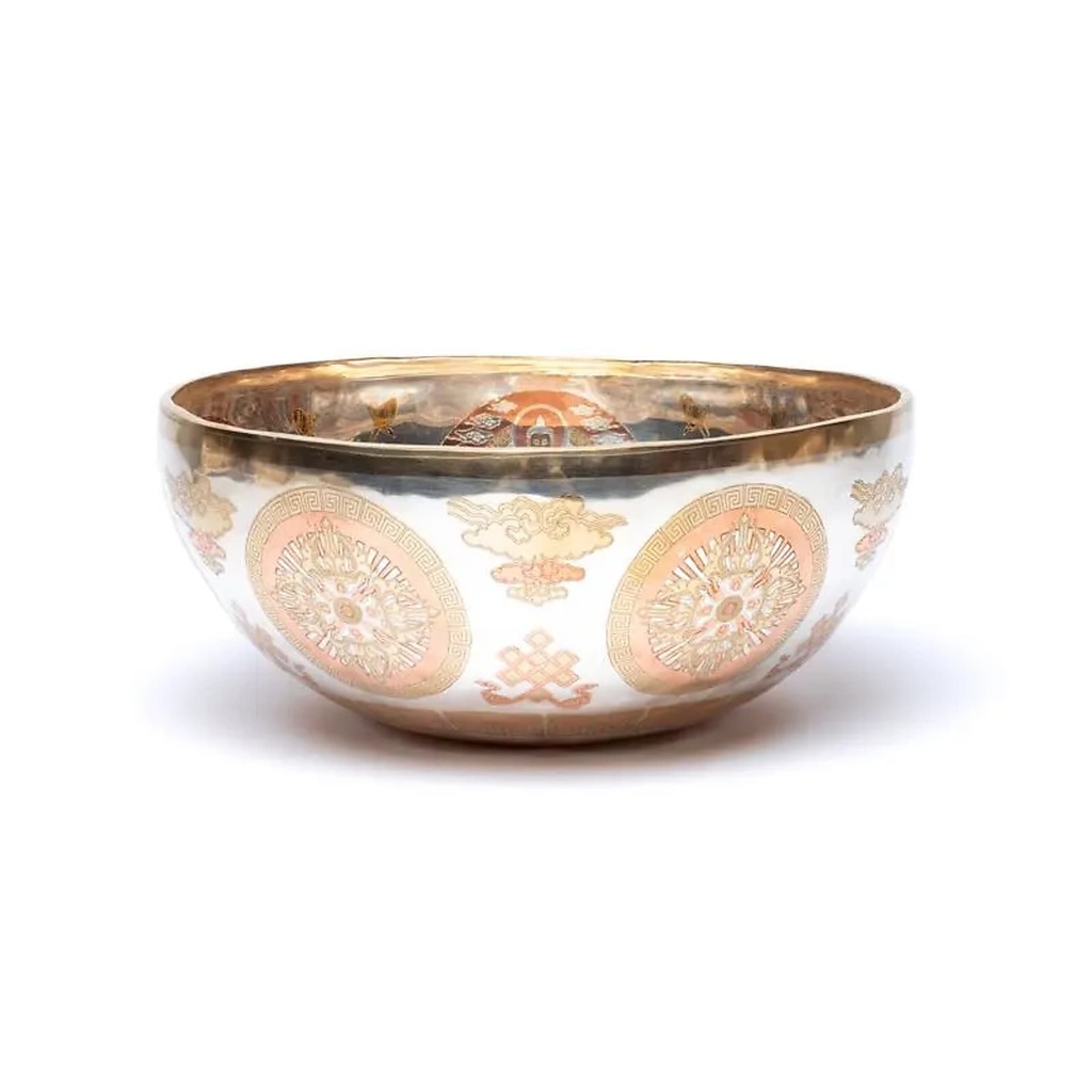 Bol chantant plaqué argent Bouddha Shakyamuni -- ±30cm; ±2600-2800g