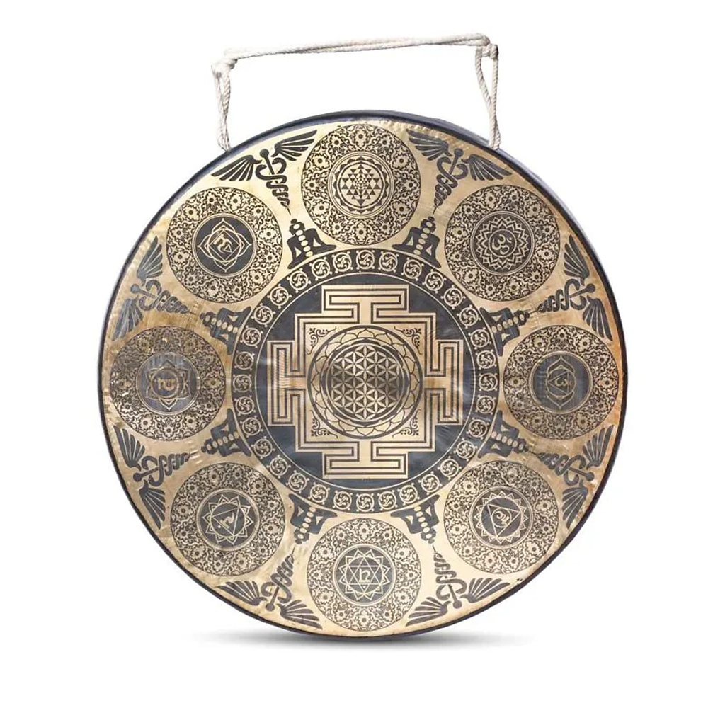 Gong népalais gravé 7 Chakras -- 60cm; 9,5kg