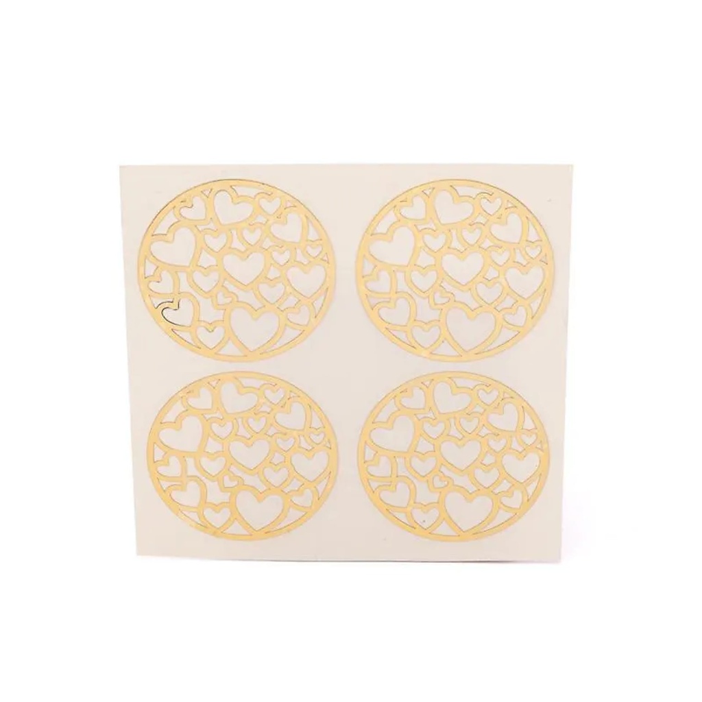 Autocollants métalliques Cœurs dorés, 4 x 4 cm