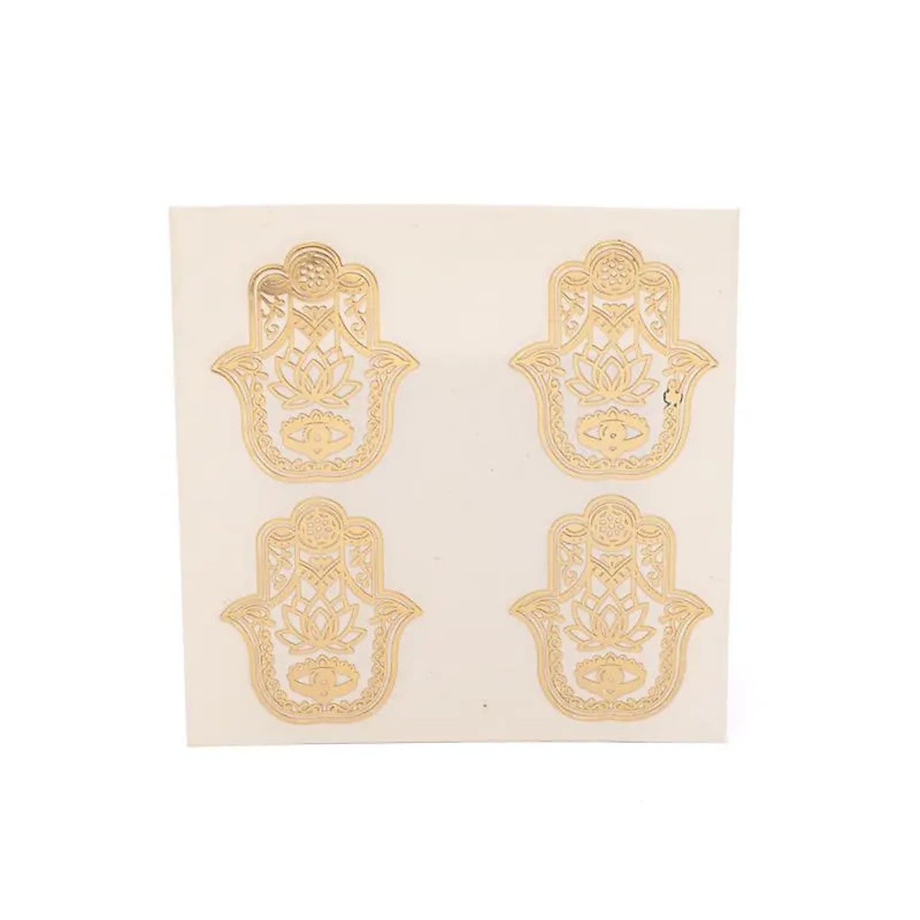 Autocollants en métal dorés, main de Fatima, 4 pièces, 3,5 cm