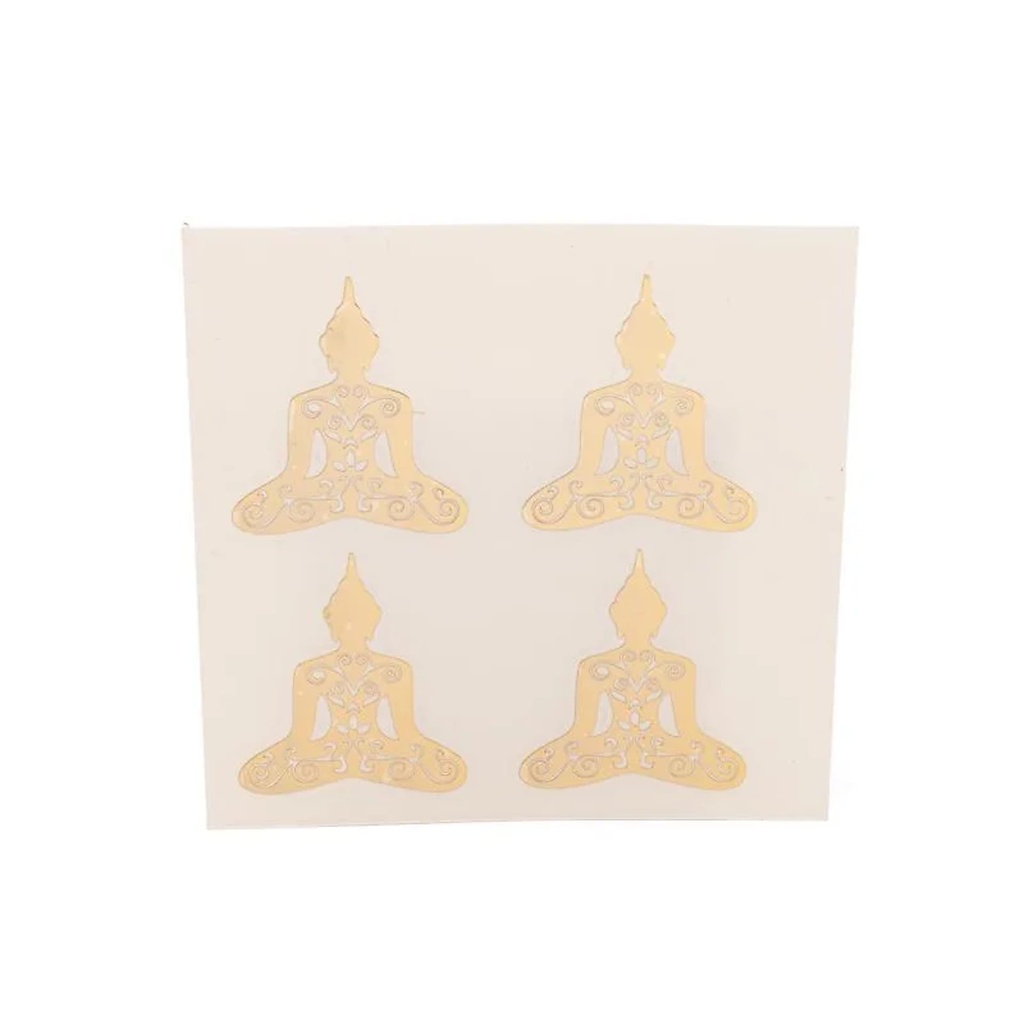 Autocollants en métal Bouddha dorés, 4x -- 3,5 cm