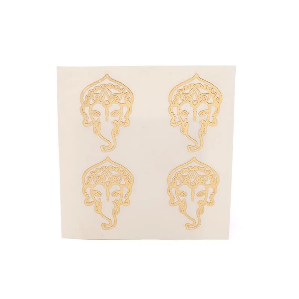 Autocollants Ganesh en métal doré, 4 pièces - 2,5 cm