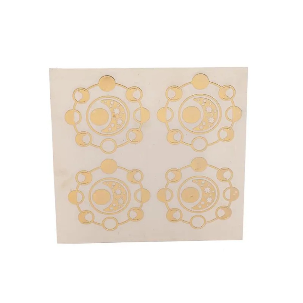 Autocollants métalliques Phases de la Lune, dorés, 4 x 4 cm
