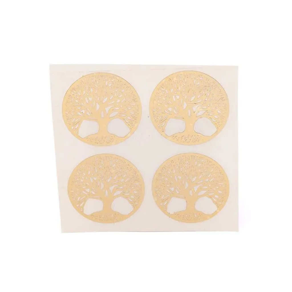 Autocollants métalliques Arbre de vie dorés, 4 x 4 cm