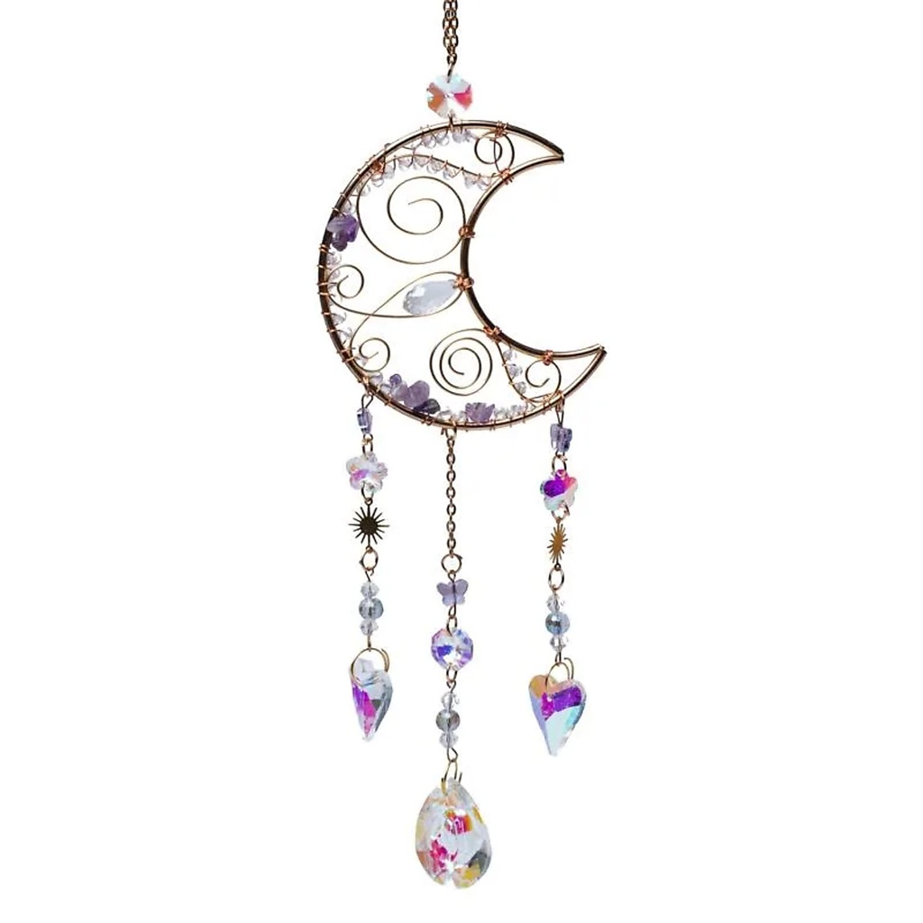 Attrape-soleil croissant de lune avec améthyste -- 25x10cm