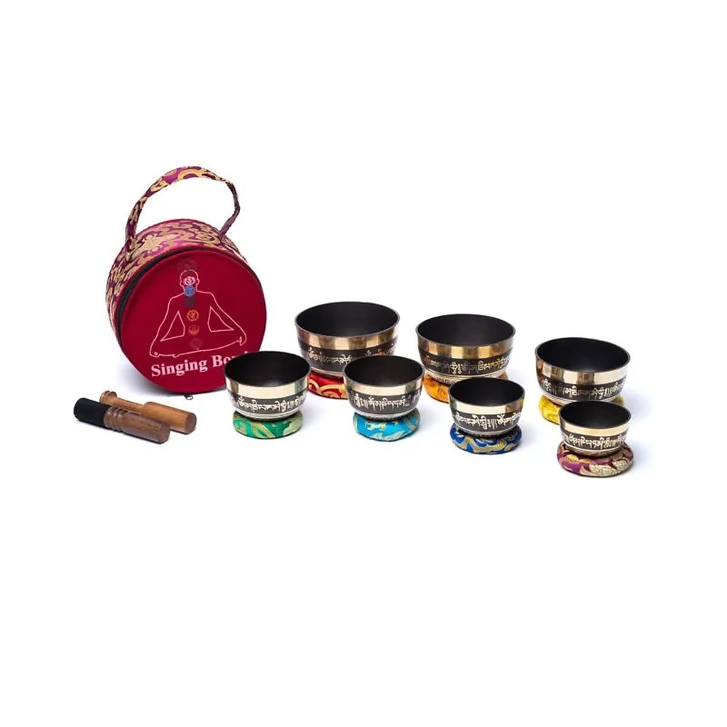 Set de bols chantants chakra avec housse -- ±2925g