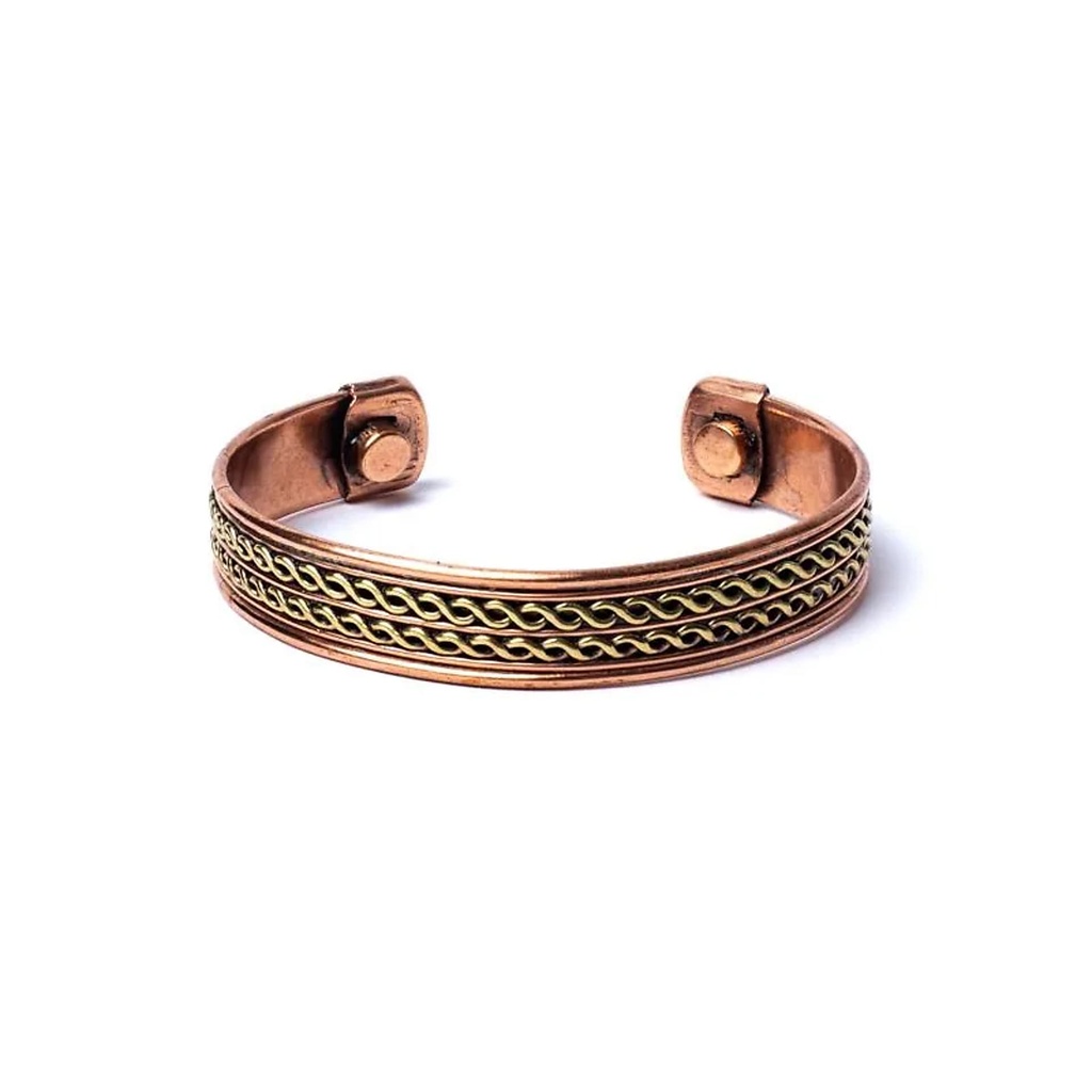Bracelet cuivre Fleur de Vie magnétique -- ±6.5cm