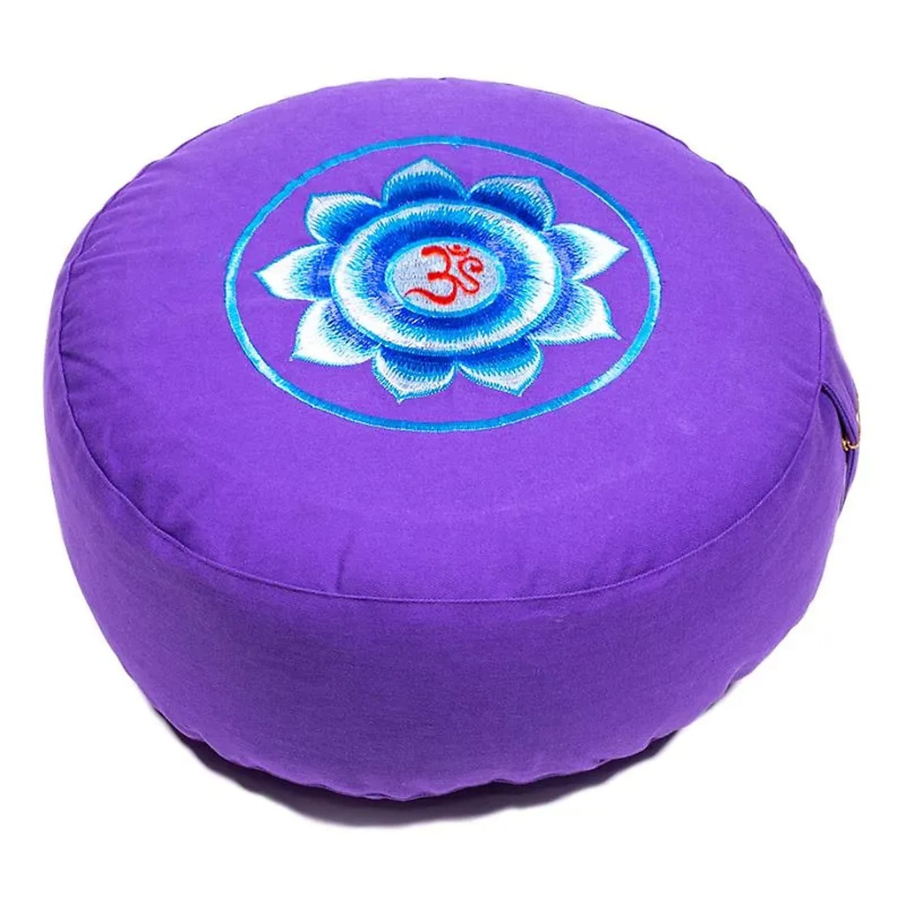 Coussin méditation violet symbole OM | 33x17 cm