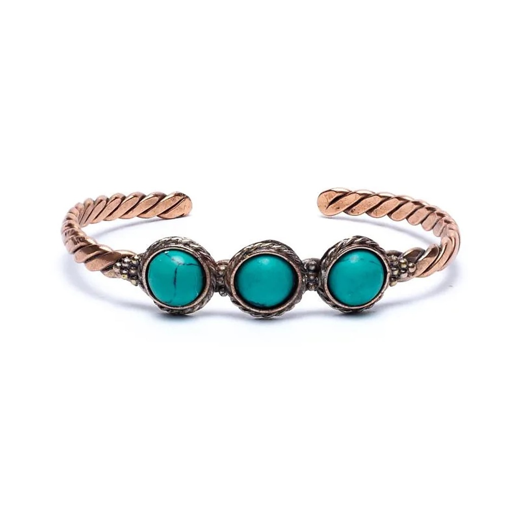Bracelet torsadé pierres turquoises -- 6.5cm