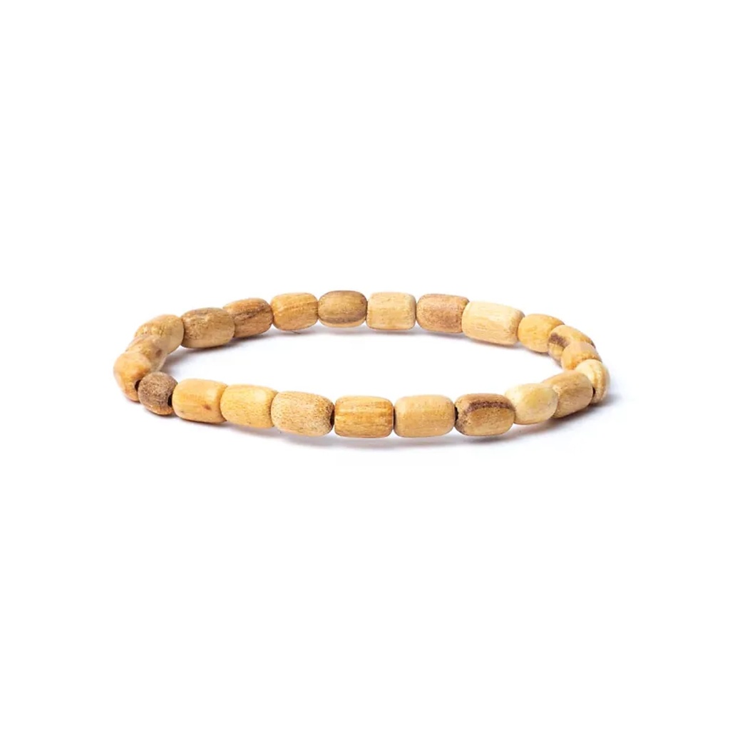 Bracelet Palo Santo élastique perles cylindriques -- 8x0,8cm