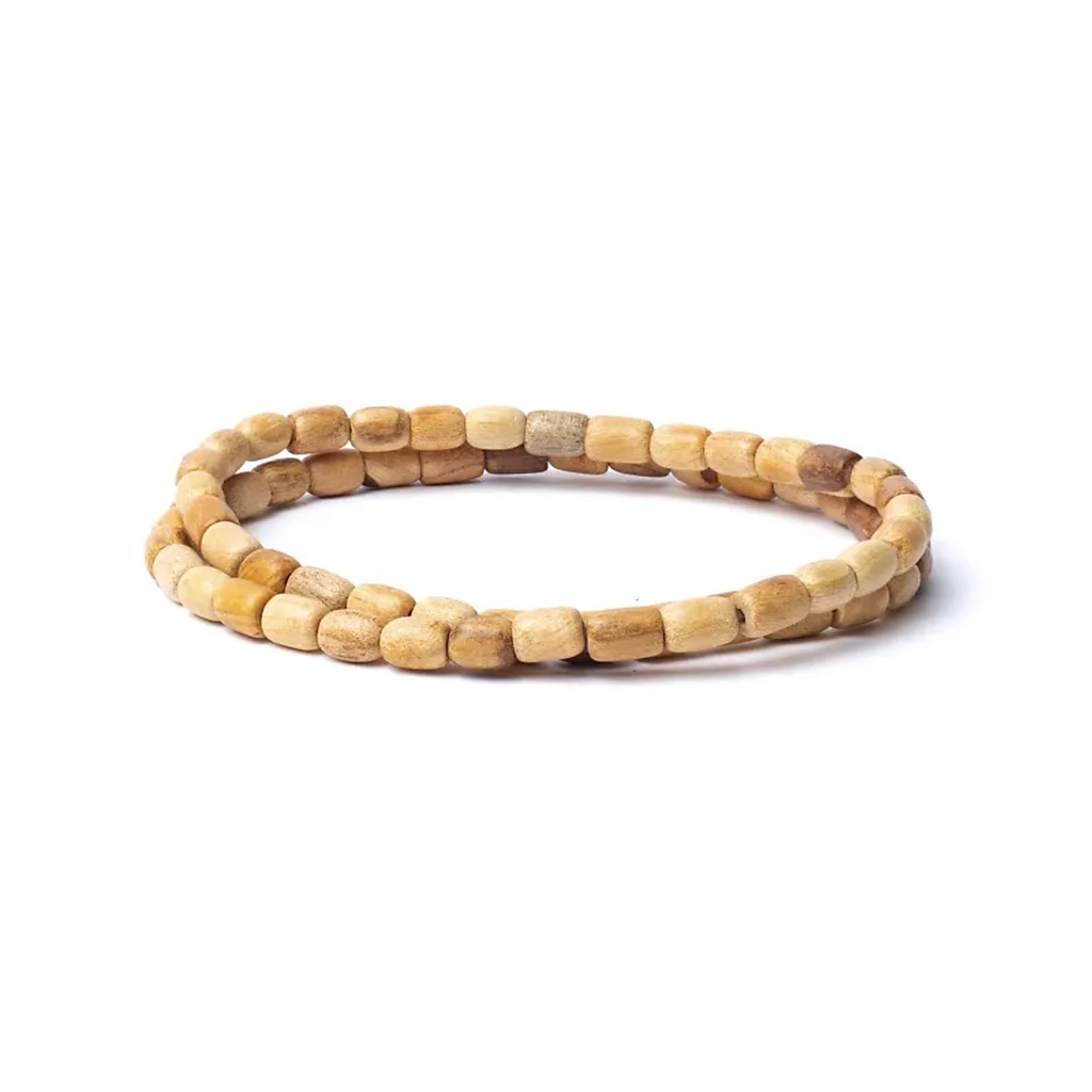 Collier Palo Santo élastique perles cylindriques -- 24x0,8cm