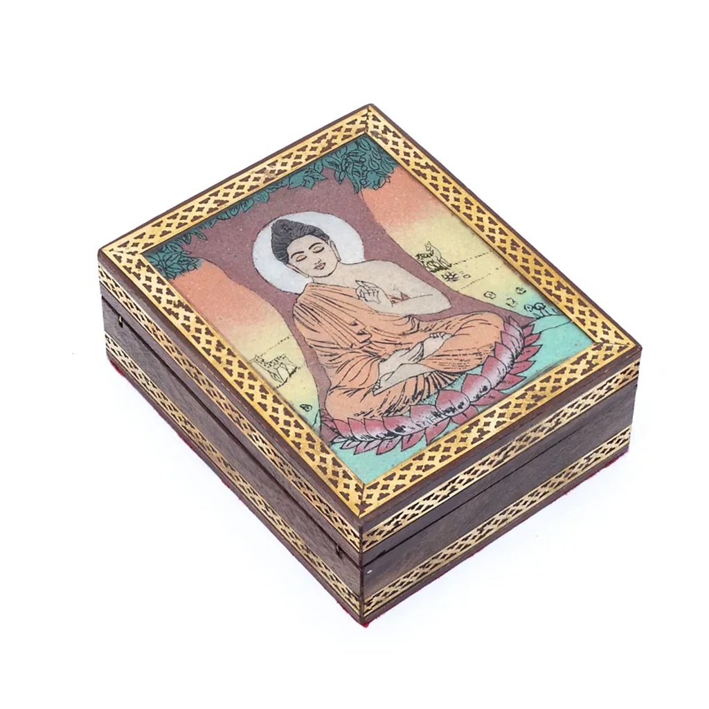Boite à Tarot ou à bijoux Bouddha avec arbre Bodhi -- 13.5x11cm