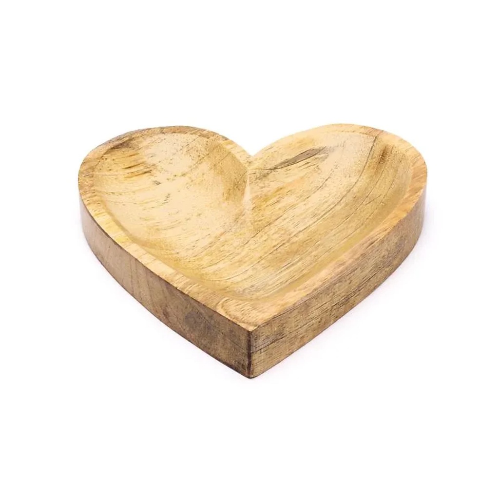 Coupelle en forme de cœur bois de manguier -- 15x15x2,5cm