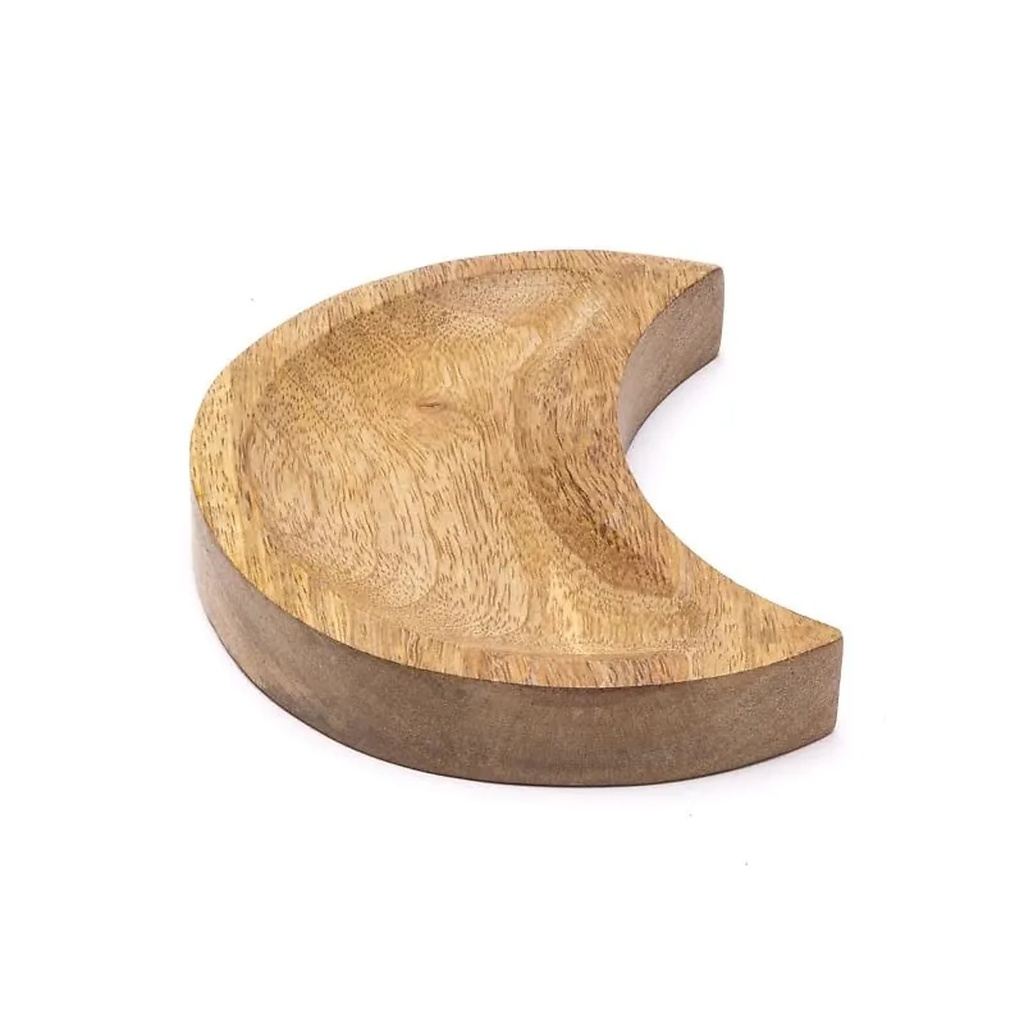 Coupelle bois de manguier croissant de lune -- 11x14,5x2,5cm	