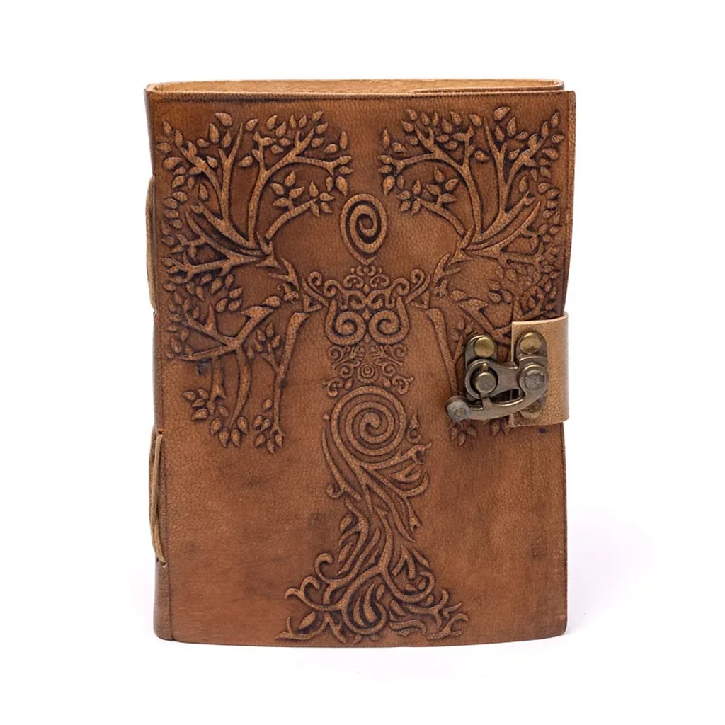 [8721139296141] Carnet de note Déesse & Arbre de Vie avec couverture en cuir synthétique -- 250g; 18x13 cm	