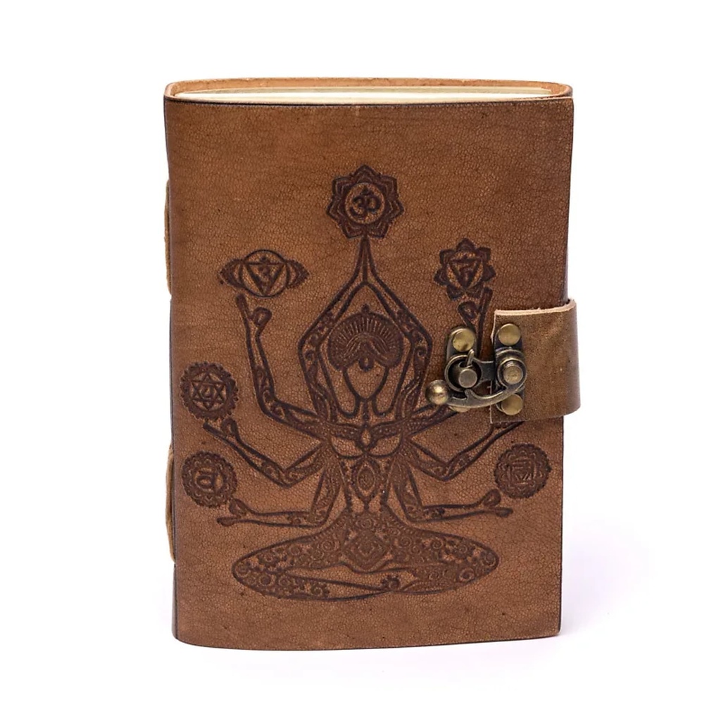 [8721139296172] Carnet de note Chakra Méditation avec couverture en cuir synthétique -- 250g; 18x13 cm	