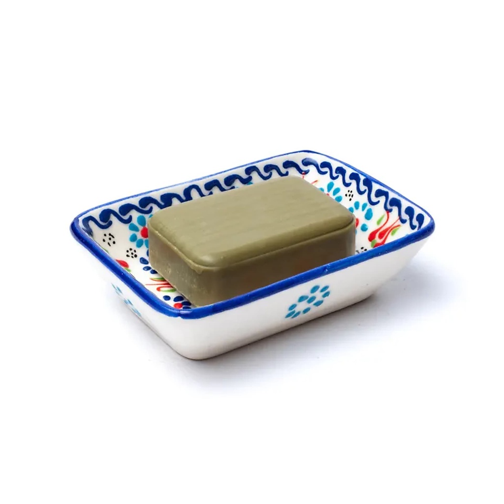 Porte-savon fait main rouge blanc bleu -- 13x9x3.5cm; 195g