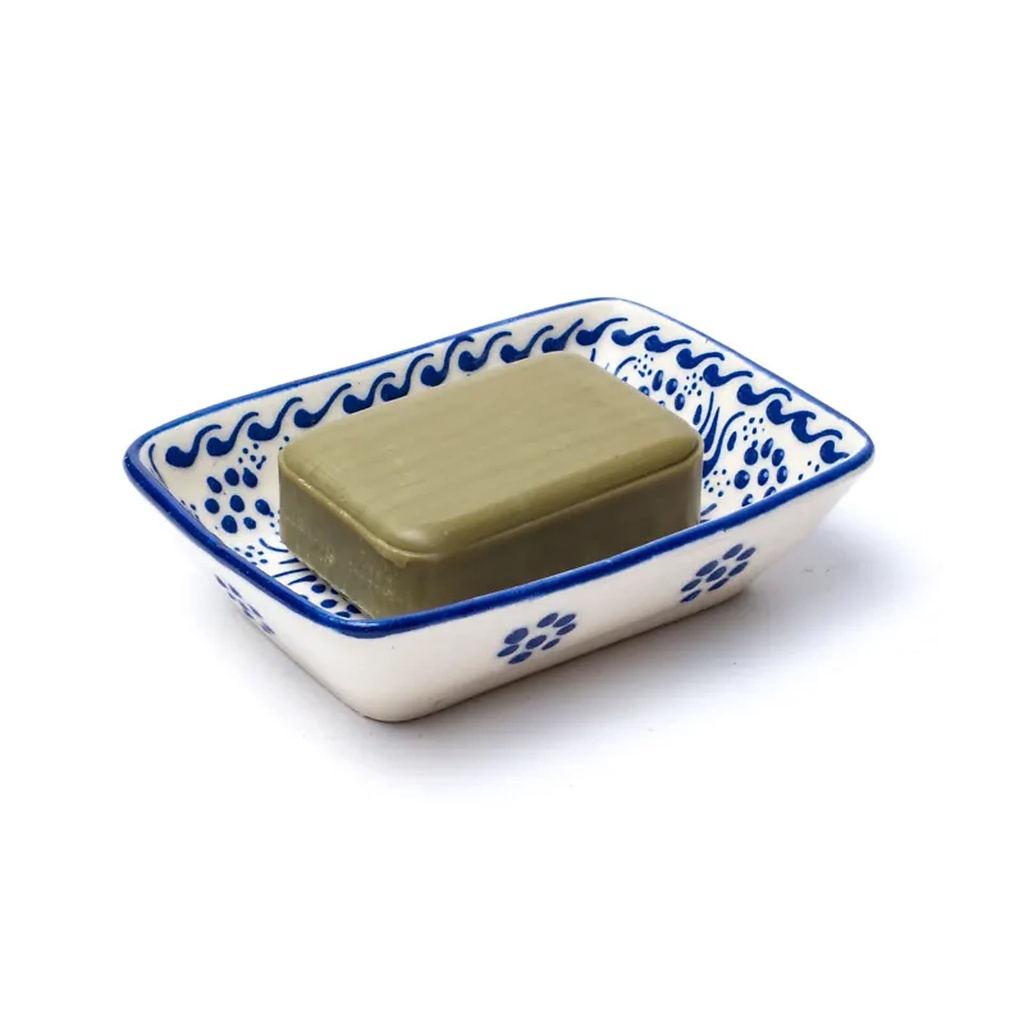 Porte-savon fait main bleu -- 13x9x3.5cm; 195g