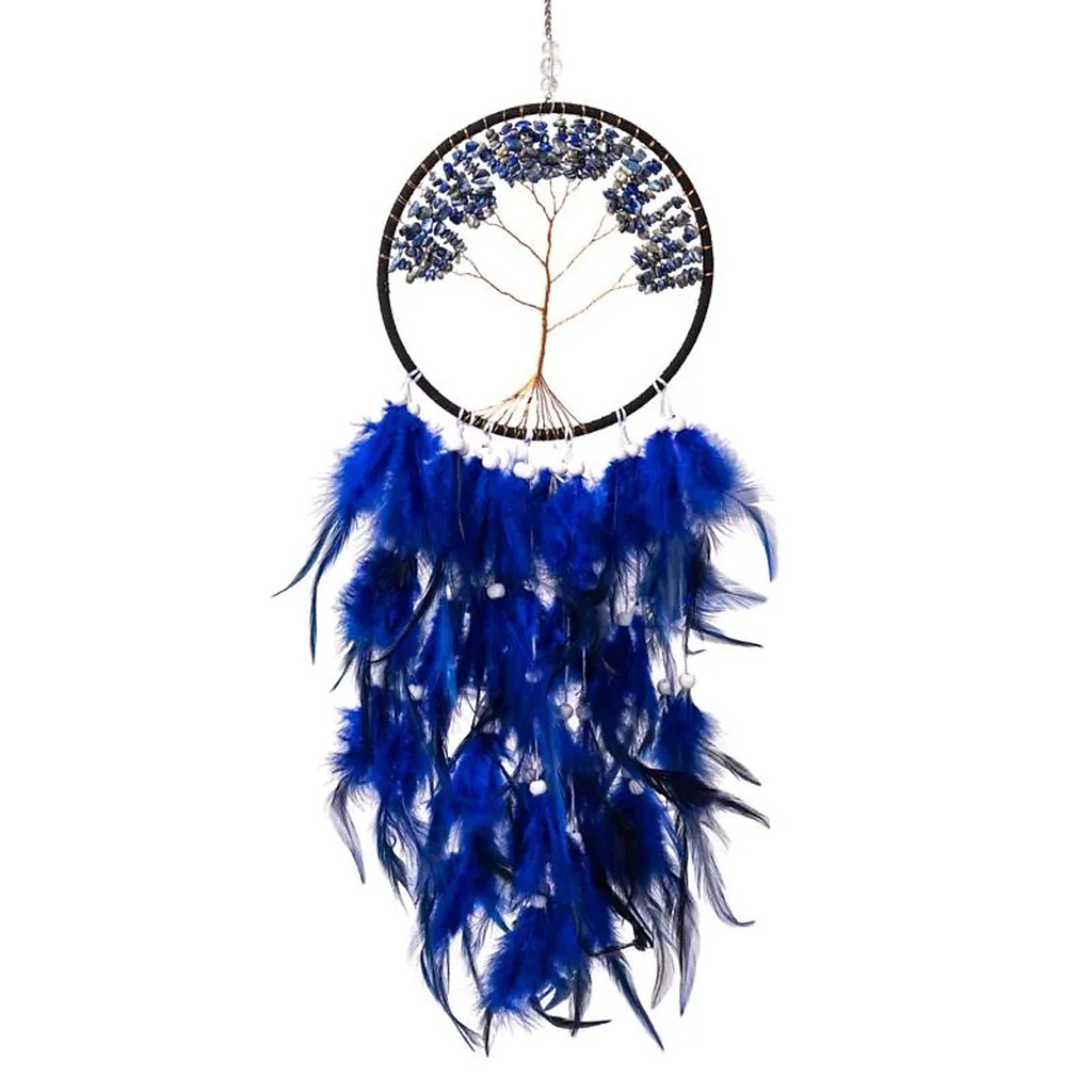 Capteur de rêves Arbre de Vie lapis-lazuli -- ±16x55cm	