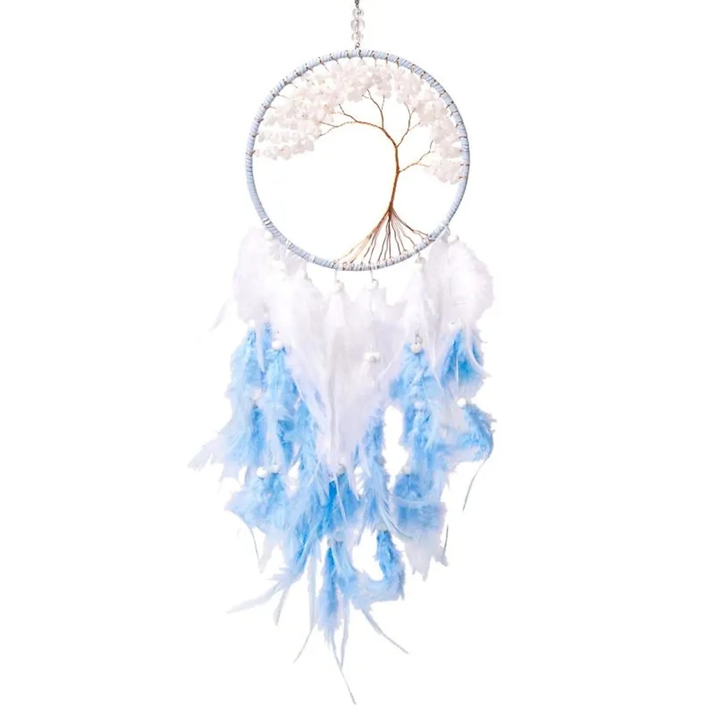 Capteur de rêves Arbre de Vie jade blanc -- ±16x55cm	