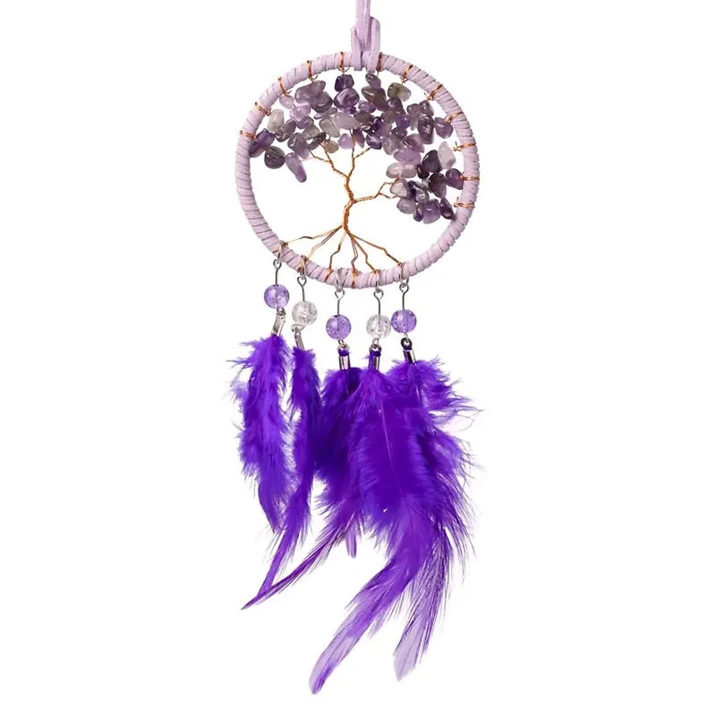 Capteur de rêves Arbre de Vie améthyste -- ±7x23cm	