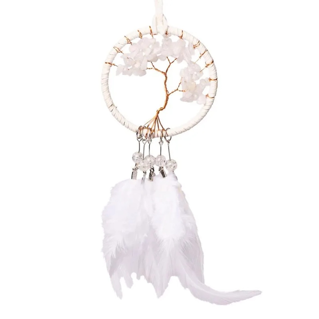 Capteur de rêves Arbre de Vie jaspe blanc -- ±7x23cm	