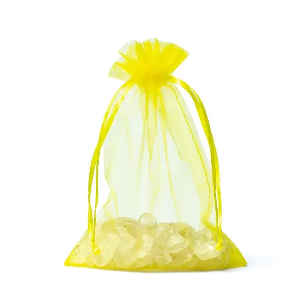 Sac cadeau en organza jaune S -- 10x15cm