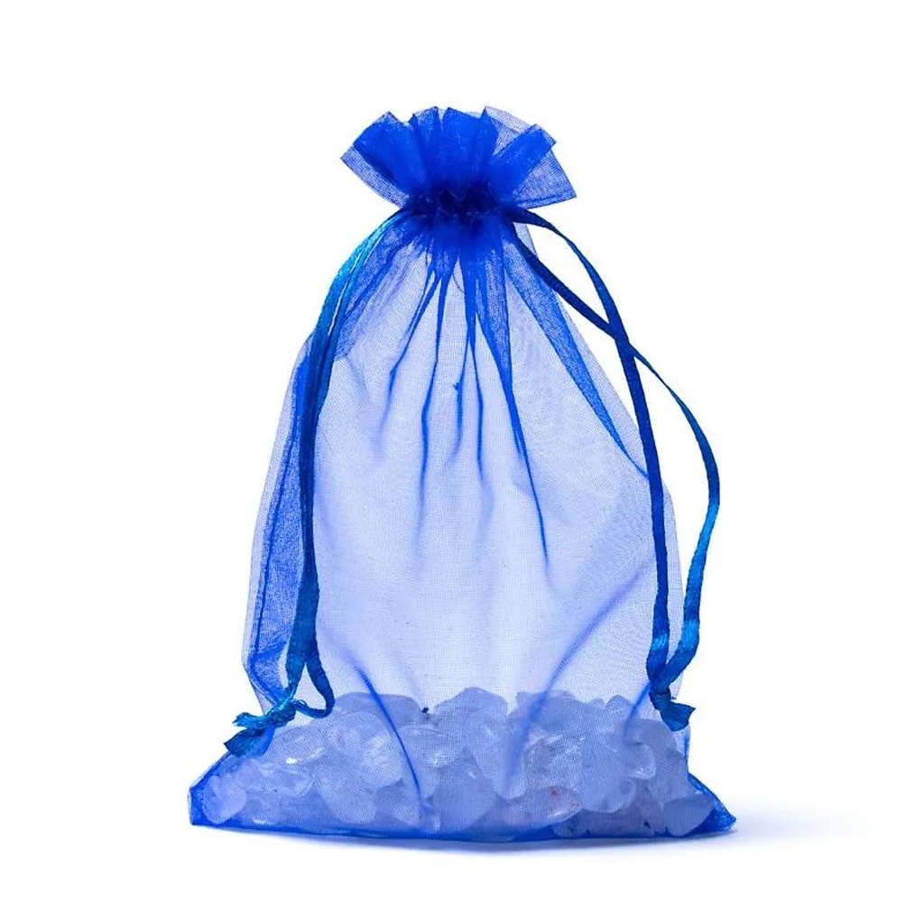 Sac cadeau en organza bleu S -- 10x15cm