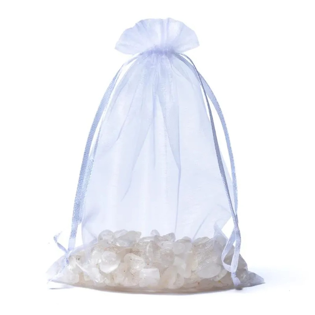 Sac cadeau en organza blanc M -- 13x18cm
