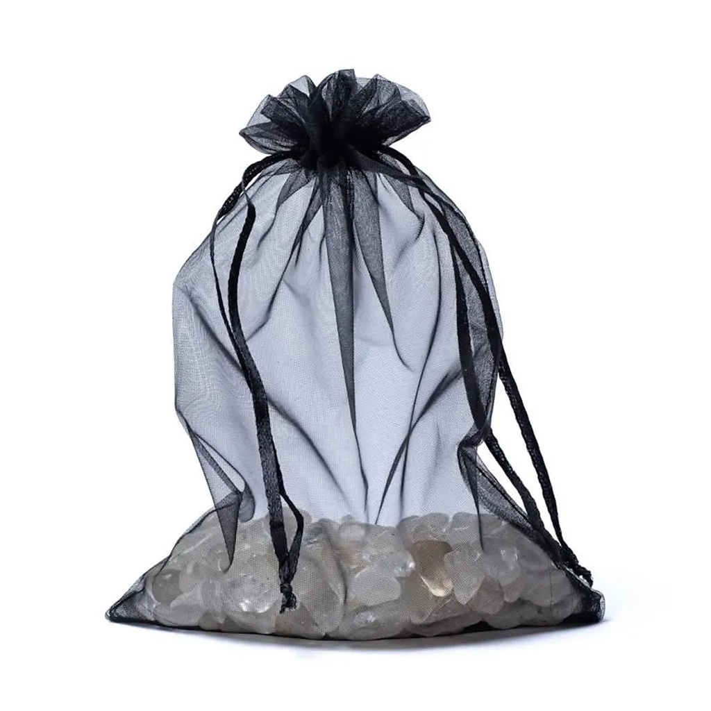 Sac cadeau en organza noir M -- 13x18cm