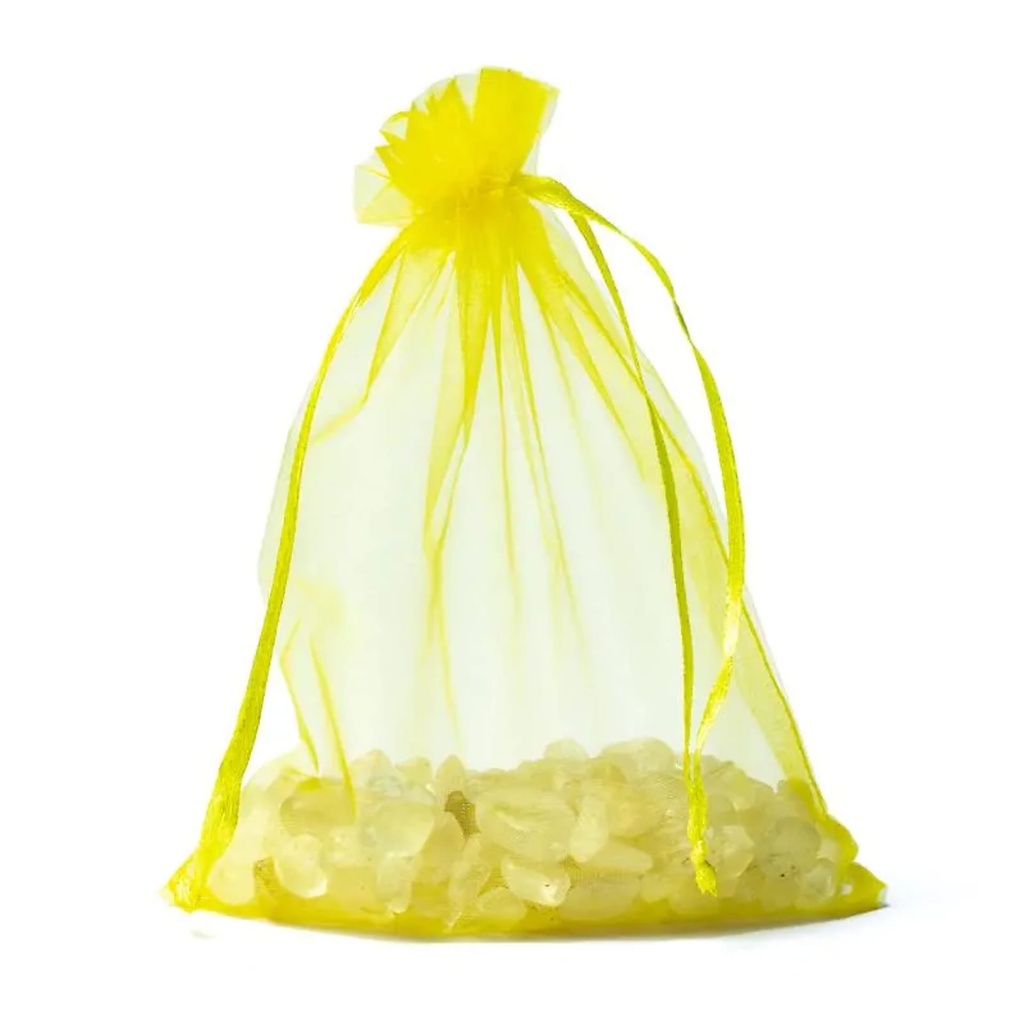 Sac cadeau en organza jaune M -- 13x18cm