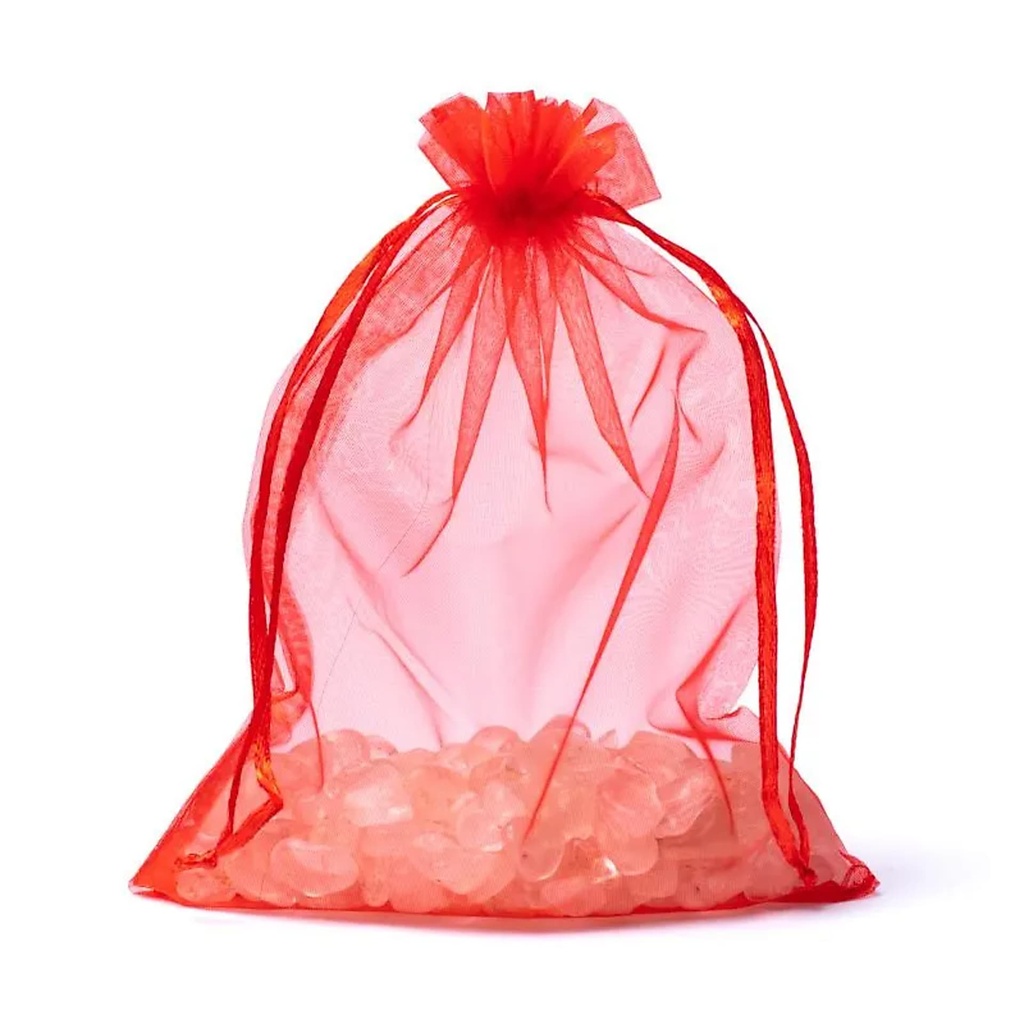 Sac cadeau en organza rouge M -- 13x18cm